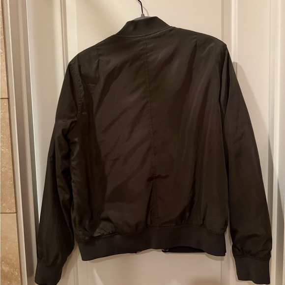 Olive Green Bomber Jacket with Leopard Lining - Picture 3 of 3